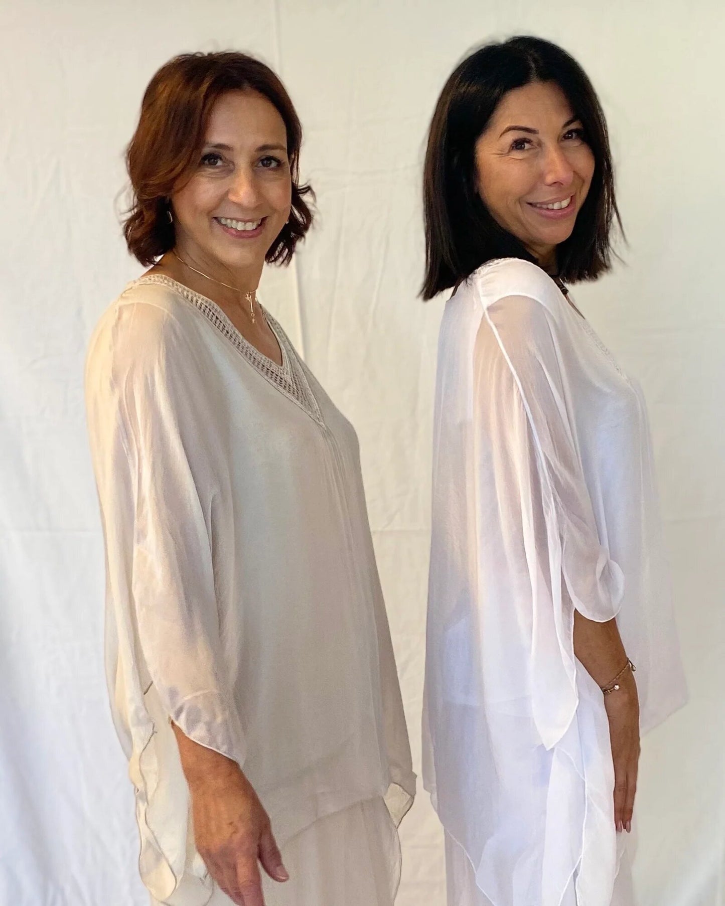 V-Neck Silk Top w Sequin Trim - 40% OFF AT CHECKOUT