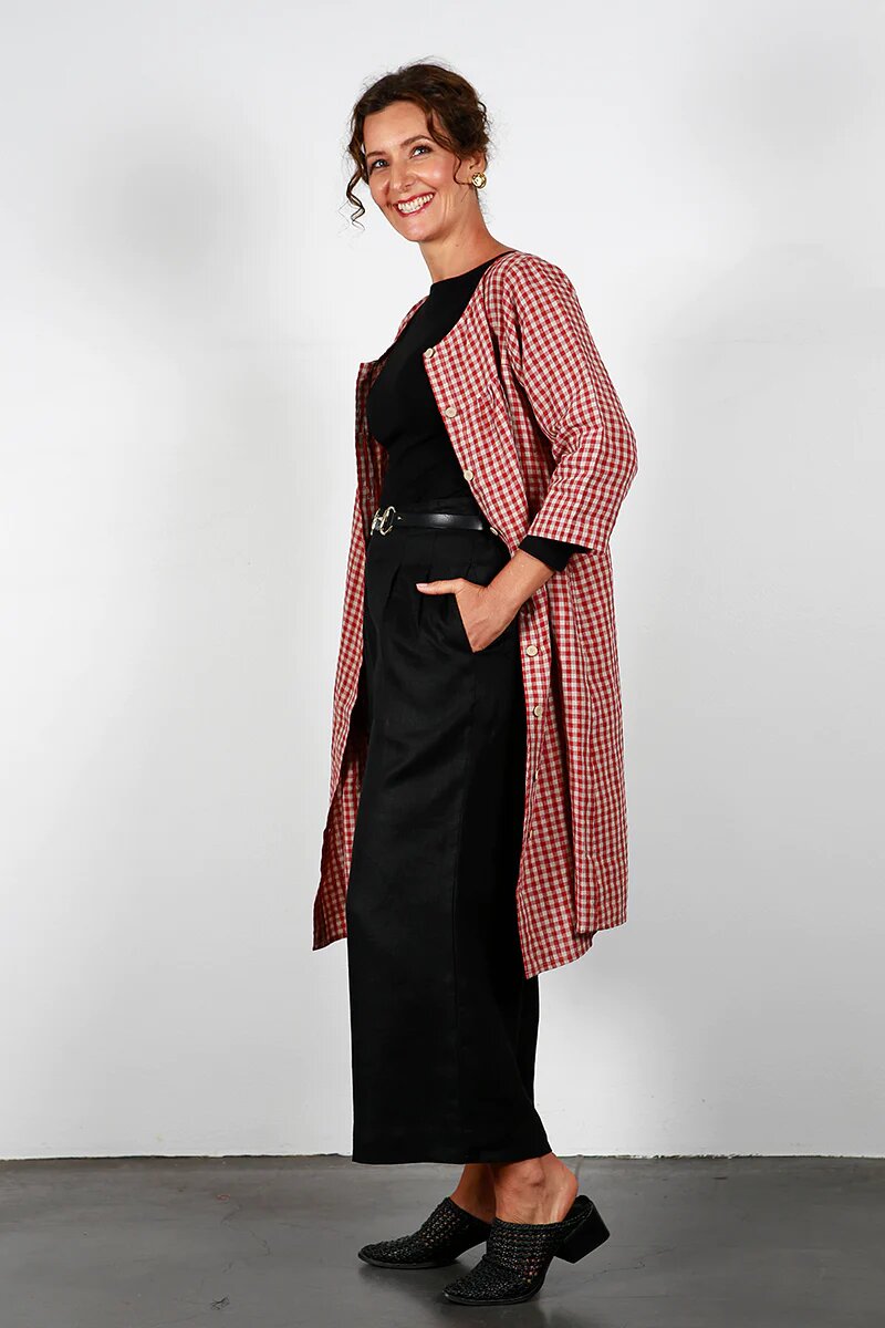 Jana Smock Dress - Brick Check