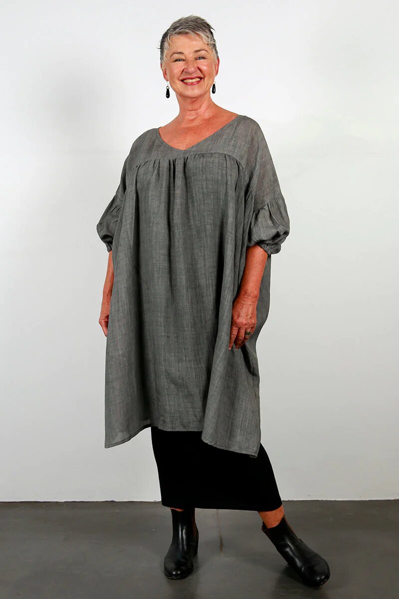 Mabel Smock Dress - Charcoal