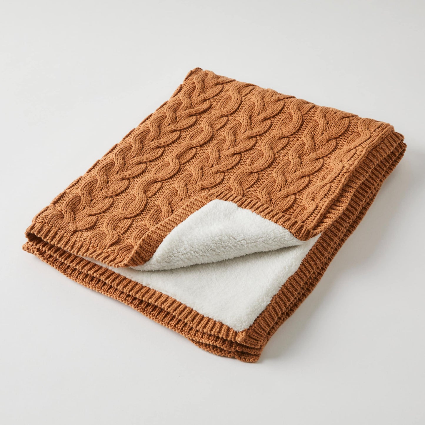 Aurora Cable Knit Baby Blanket - Biscuit