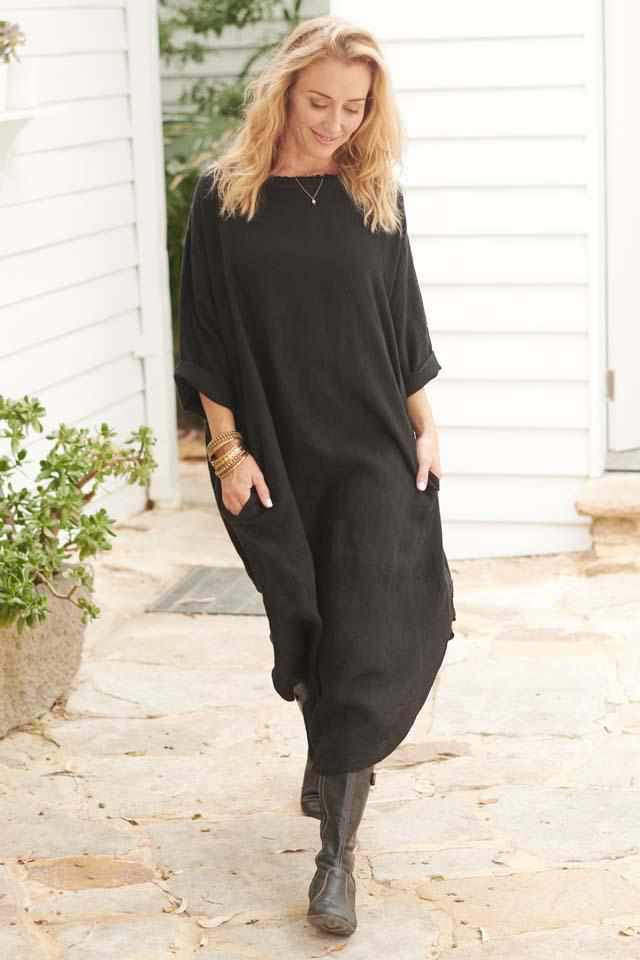 Malle Linen Dress - Black